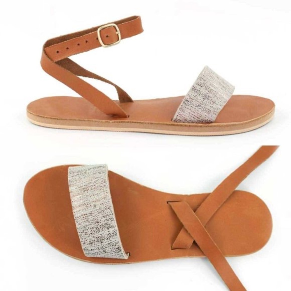 Sseko Rue Sandal in Mixed Metallic & Caramel Size 10